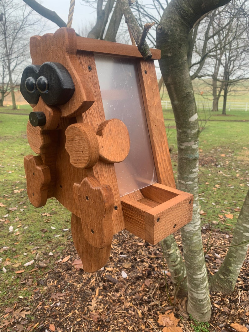 Raccoon Bird Feeder Amish Handmade Bird Feedergarden Decor Etsy