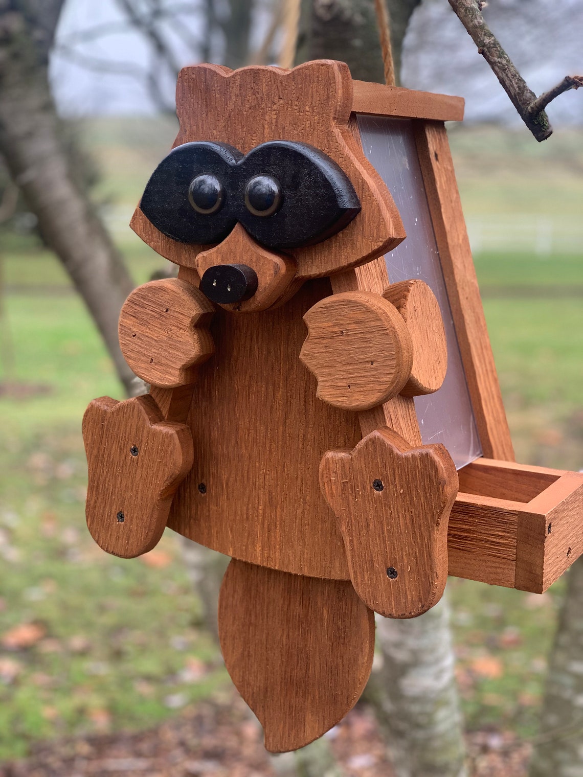 Raccoon Bird Feeder Amish Handmade Bird feederGarden decor Etsy