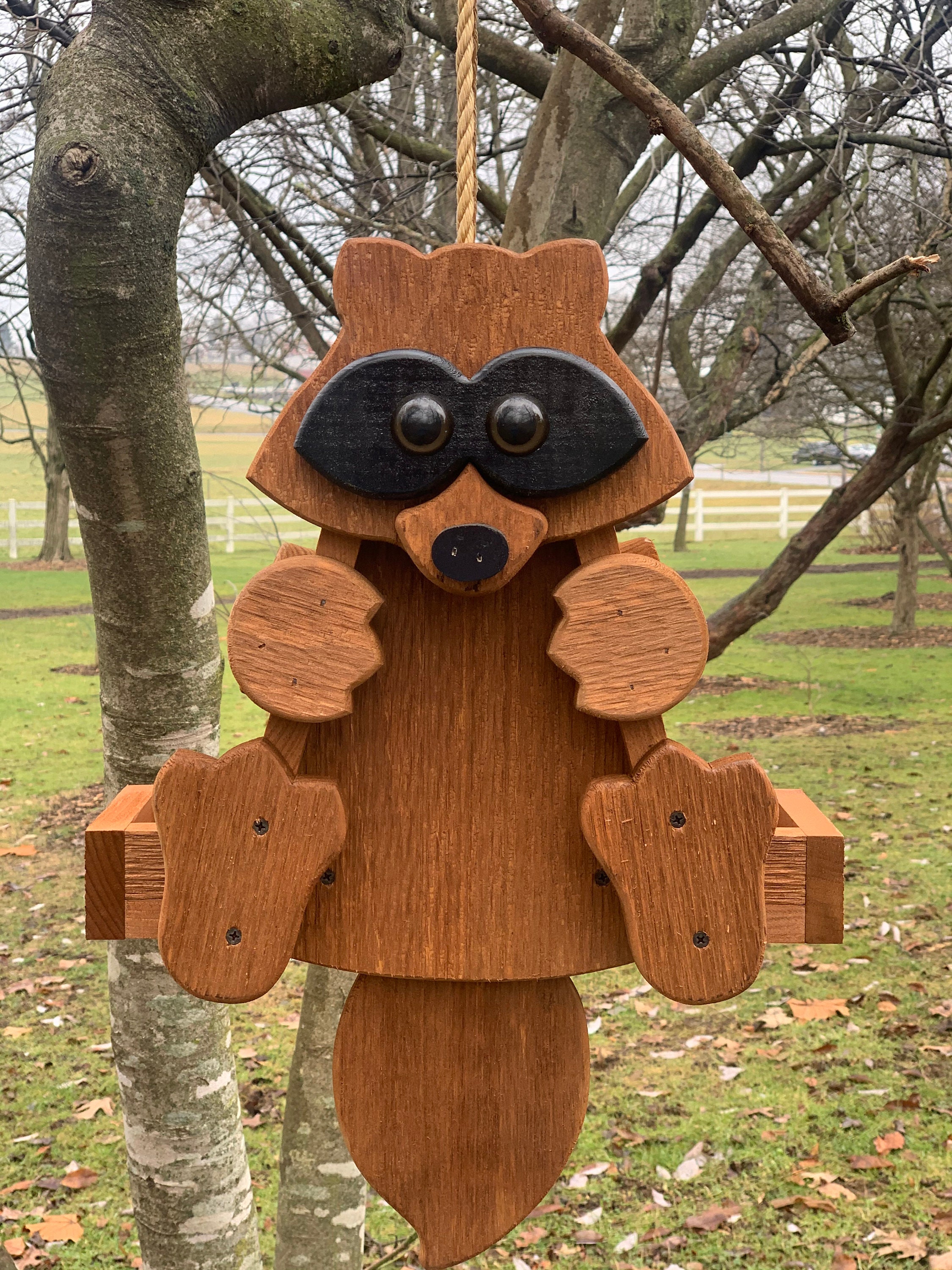 Raccoon Bird Feeder Amish Handmade Bird feederGarden decor Etsy