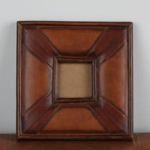 Vintage Square Brown Wooden Photo Frame,Rustic Western Wall Decor,Mini Photo Display,Nightstand Picture Holder,Old World Office or Den Decor