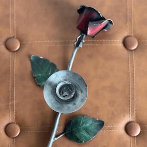 Vintage Metal Rose Flower Candleholder,Rustic Floral Candlestick,Cottagecore Candleholder,Farmhouse Style Decor,Botanical Style Candleholder