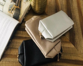 Cosmetic Pouch with Gold Accent Zipper, Makeup bag, Travel makeup bag,Toiletry bag, Makeup Organizer,Mini makeup bag,Zipper Pouch for Makeup