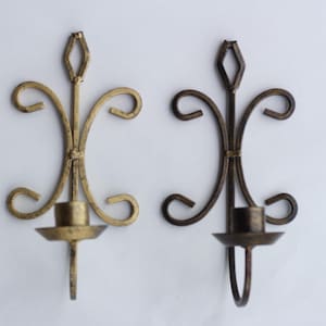 Vintage Mixed Metal Rustic Wall Candleholders,Gold-Charcoal Candlestick,Cottagecore Candle Set,Gothic Farmhouse Mantel Decor,Halloween Decor