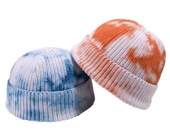 Tie-dyed beanie for woman | Knitted beanie style | Washed beanie for woman |