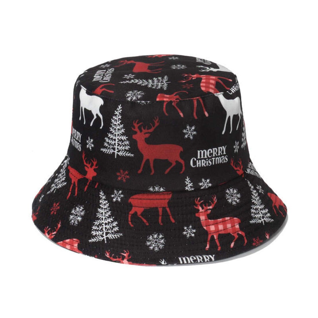 Skater Photo Printed Bucket Hat with Red Rectangle Print