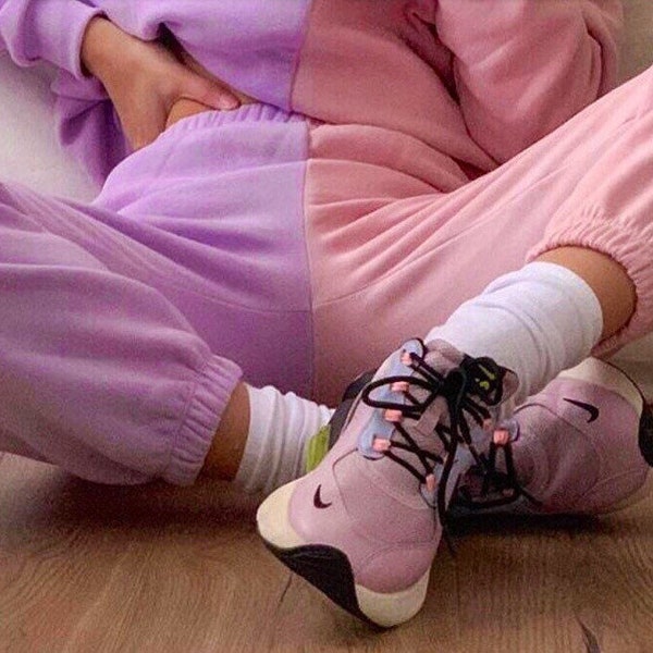 Vintage Styled Lilac Pink Color-block Sweatpants | Split Color Jogger for woman | Luxury Sweatpants | LE CHIC LADY