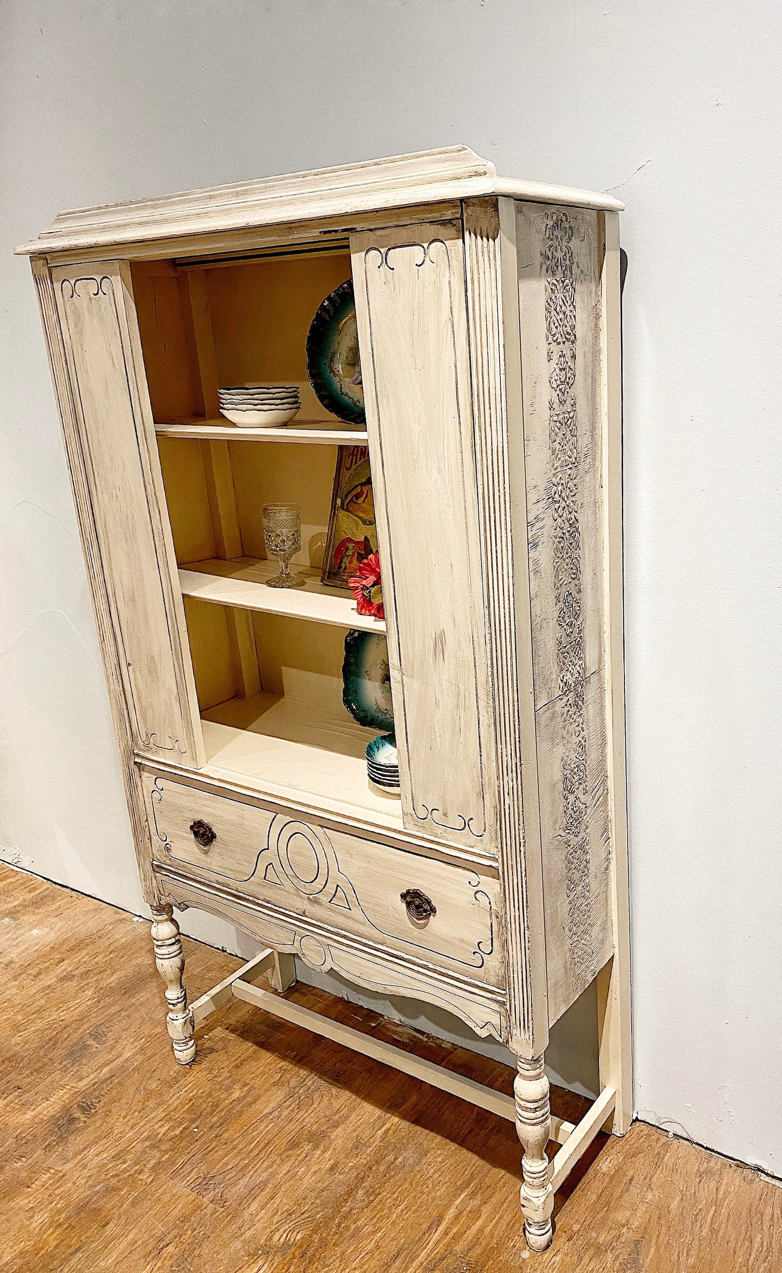 Jacobean Hutch China Antique White Farmhouse Etsy