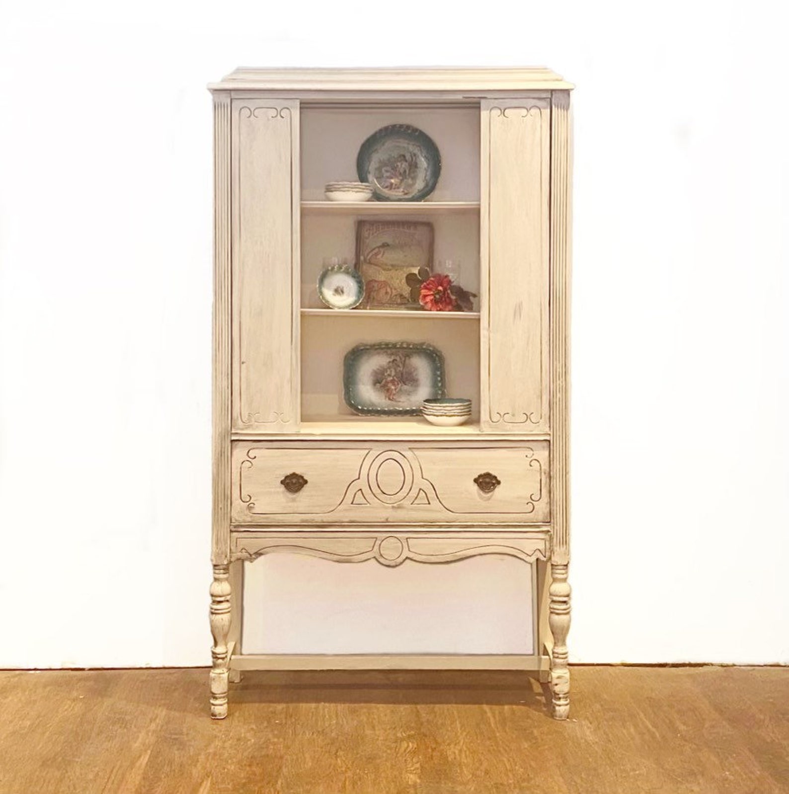 Jacobean Hutch China Antique White Farmhouse Etsy