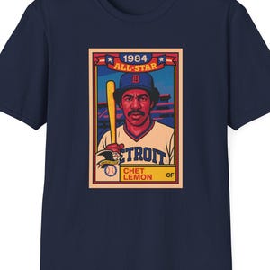 T-shirt de carte de baseball Chet Lemon Tribute, t-shirt vintage Chet Lemon hommage, chemise des étoiles 1984