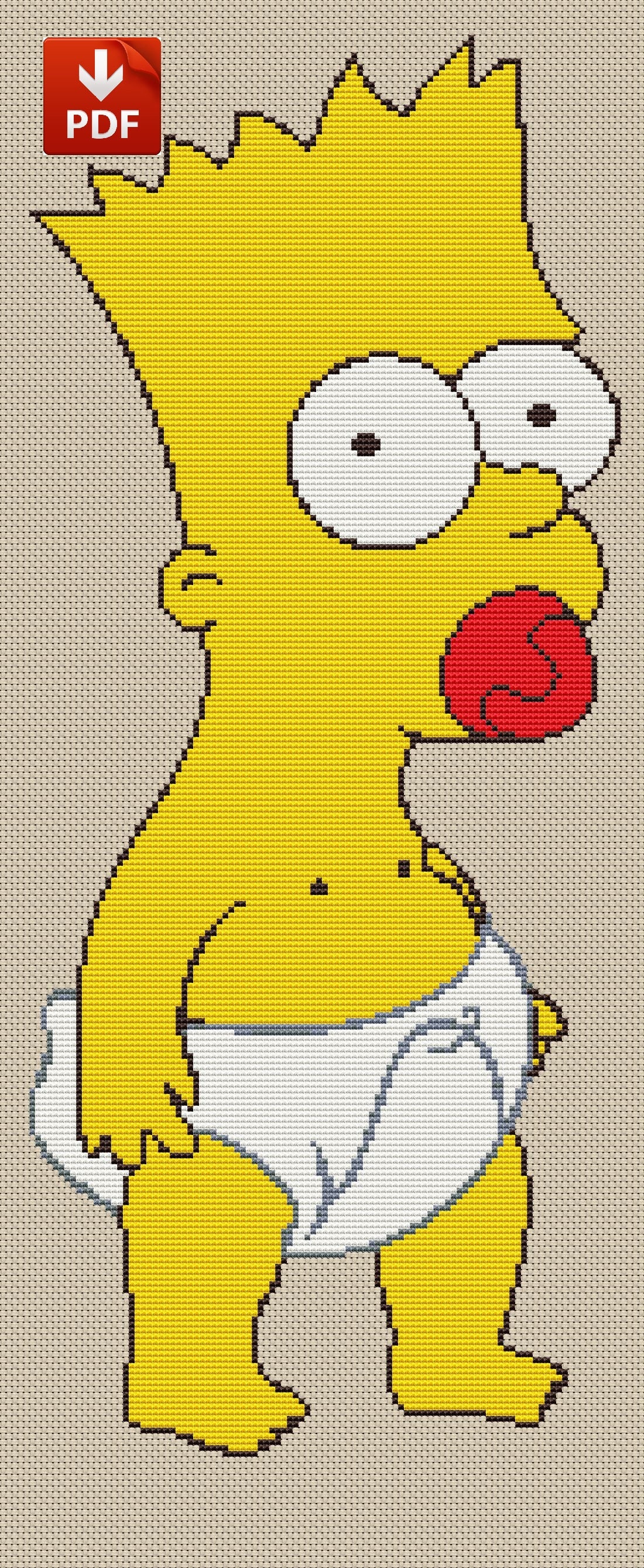 Child Bart Simpson Cross Stitch Chart Embroidery Simpsons