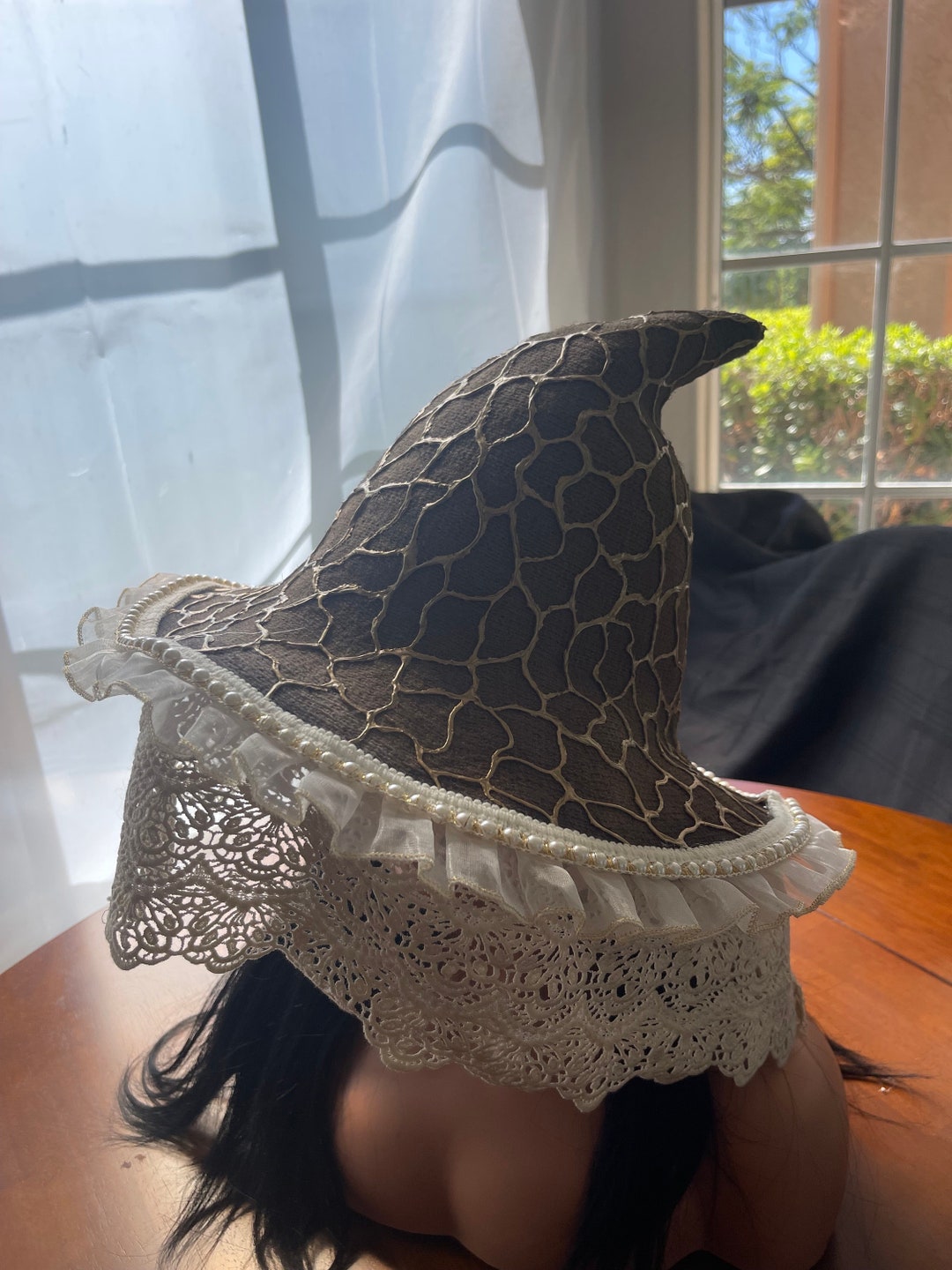 Veiled Lady Morel Mushroom Core Fairy Core Cottage Core Wool Witch Hat