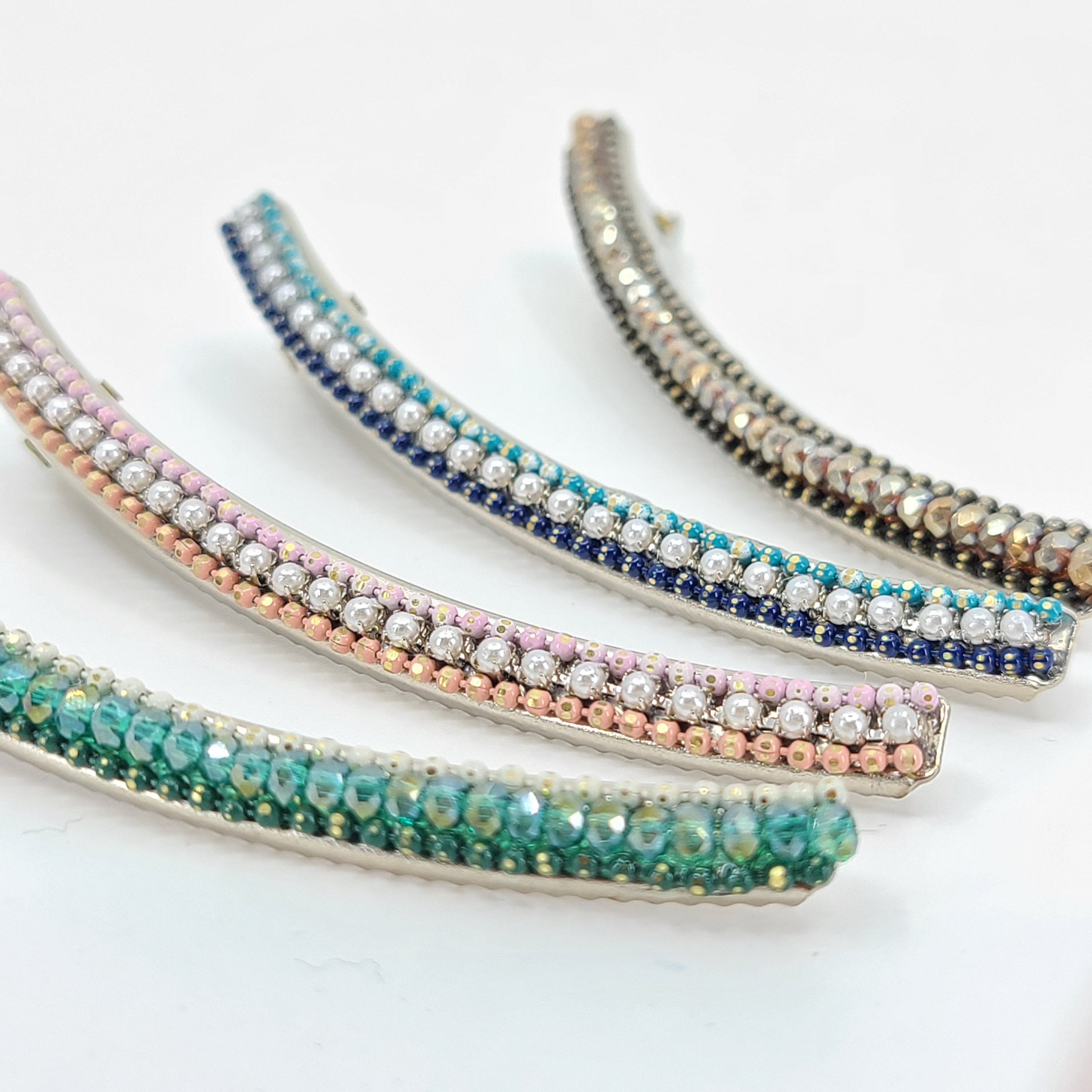 Colorful Beaded Hair Barrettes Crystal Bead Hair Clip Etsy