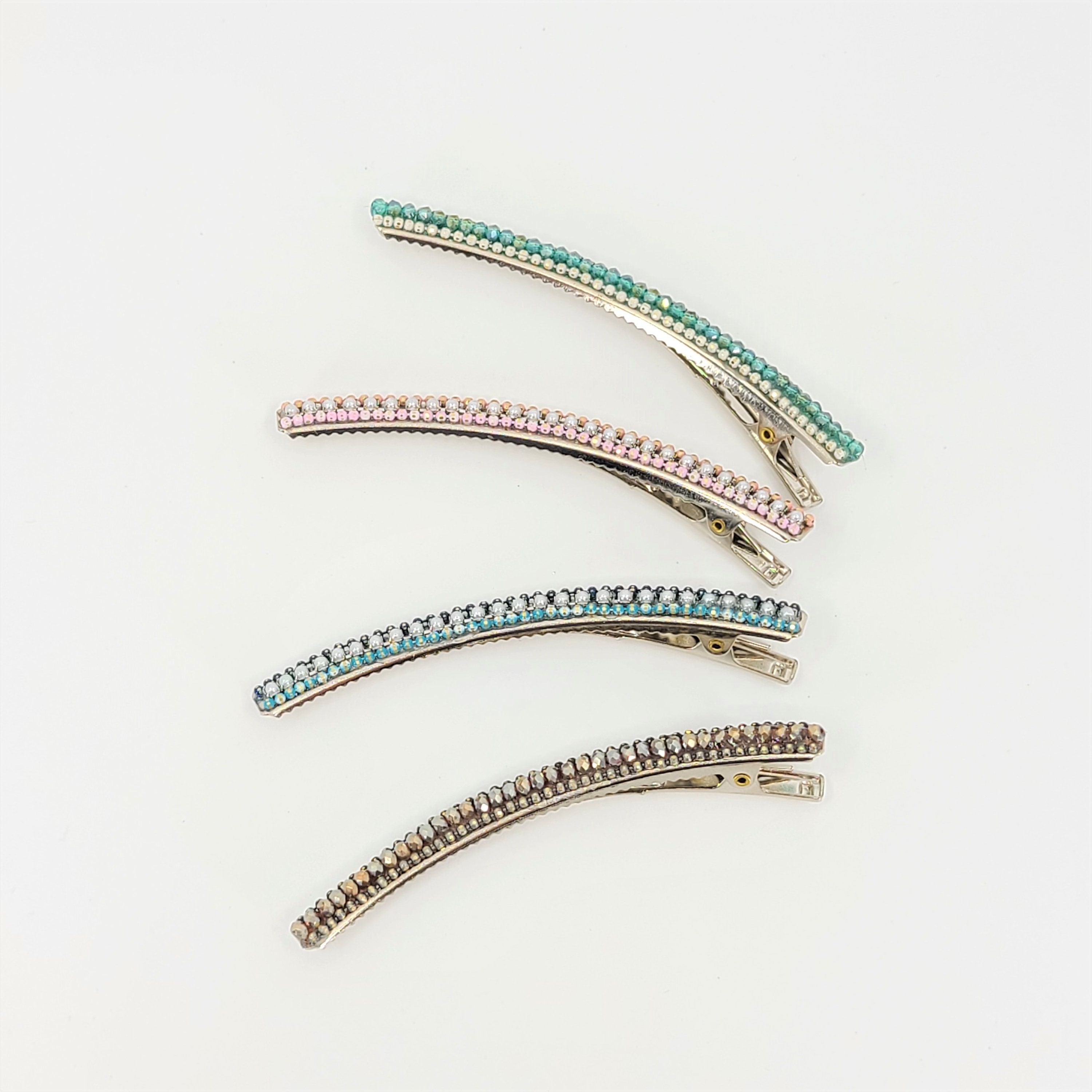 Colorful Beaded Hair Barrettes Crystal Bead Hair Clip Etsy