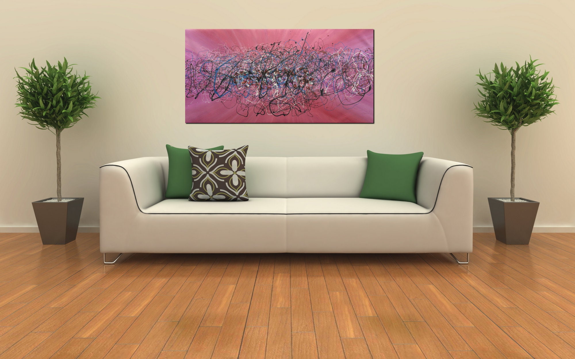 Abstract Painting Long Horizontal Wall Art Modern Paintings Etsy