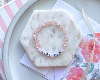 Mom Letter Bracelet - Personalized Word Bracelet - Czech Crystal Beads - Personalized Gift - Mama - Girl Mom - Boy Mom