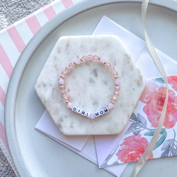 Mom Letter Bracelet - Personalized Word Bracelet - Czech Crystal Beads - Personalized Gift - Mama - Girl Mom - Boy Mom