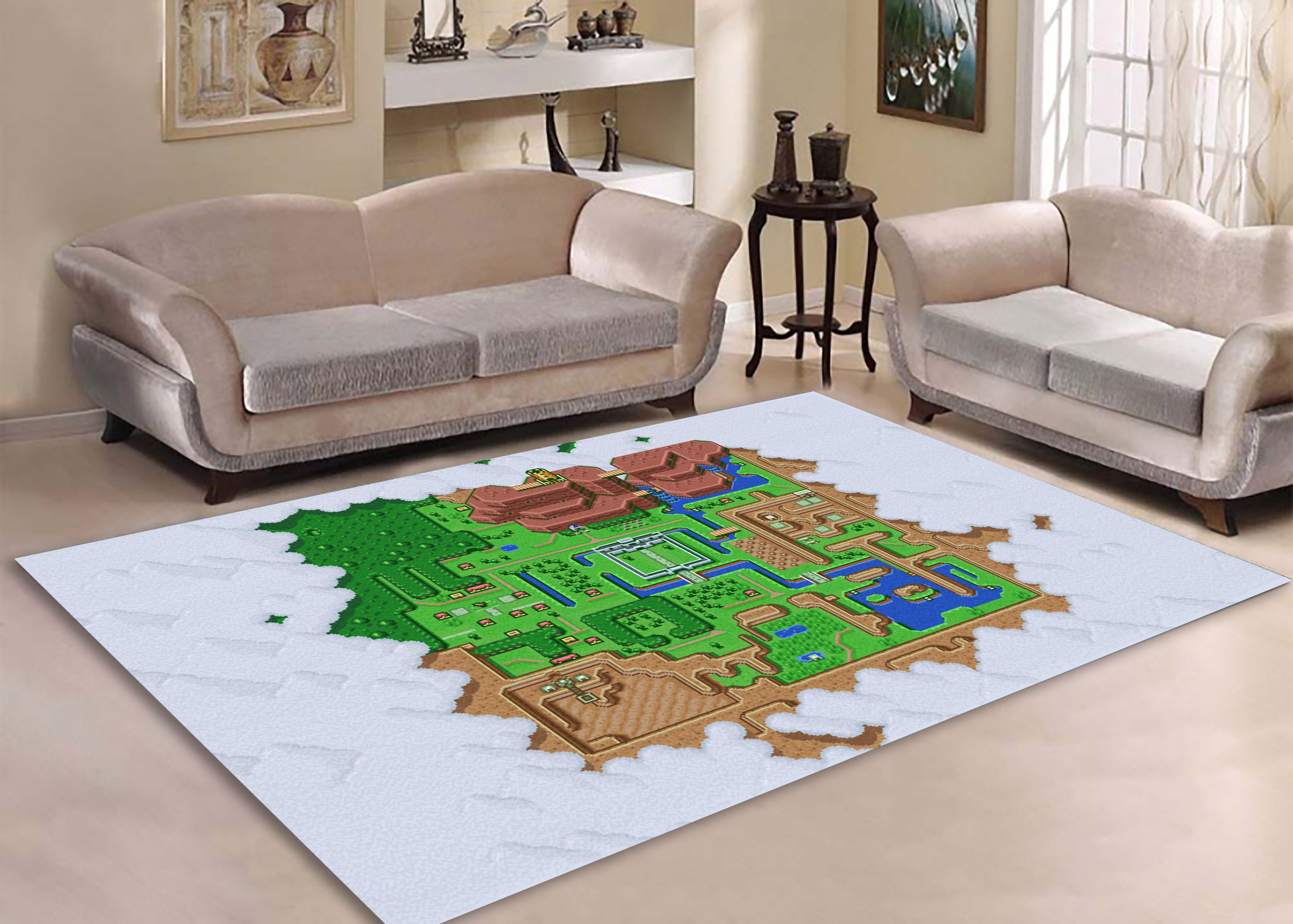 Map Of Legend Of Zelda Gaming Area Rug Map Zelda Carpet Etsy