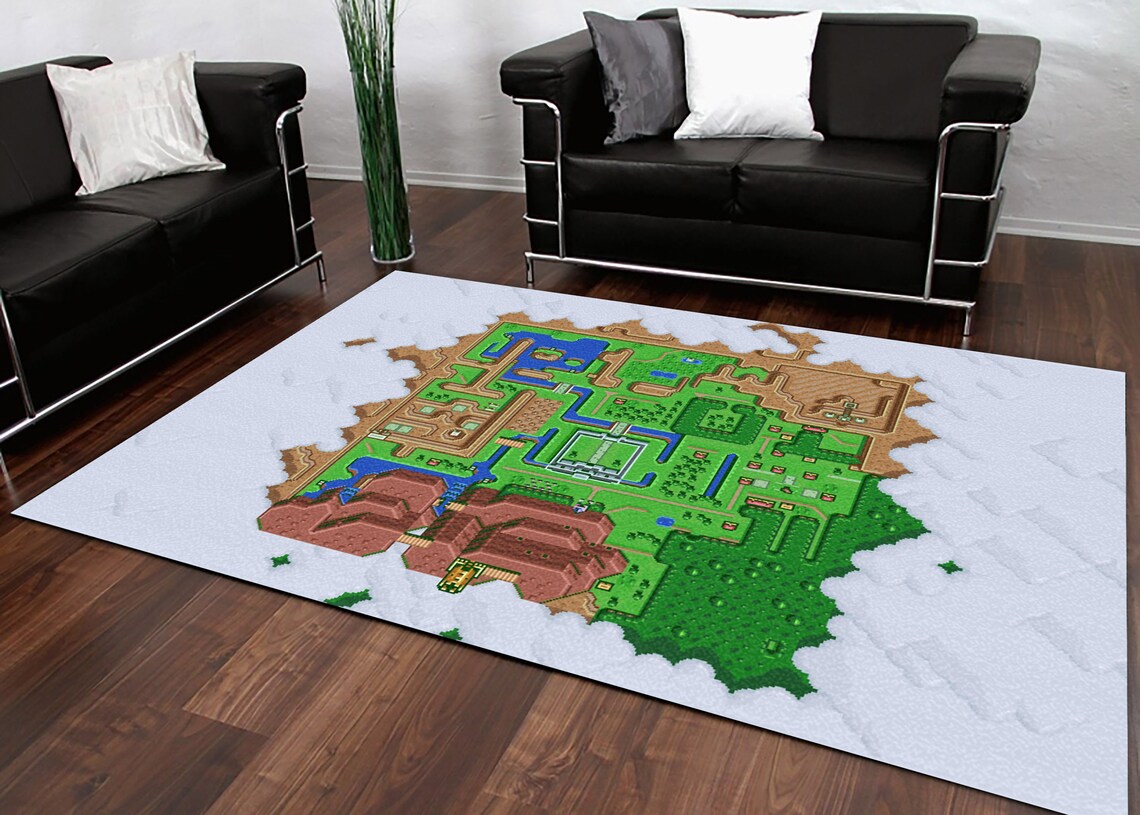 Map Of Legend Of Zelda Gaming Area Rug Map Zelda Carpet Etsy