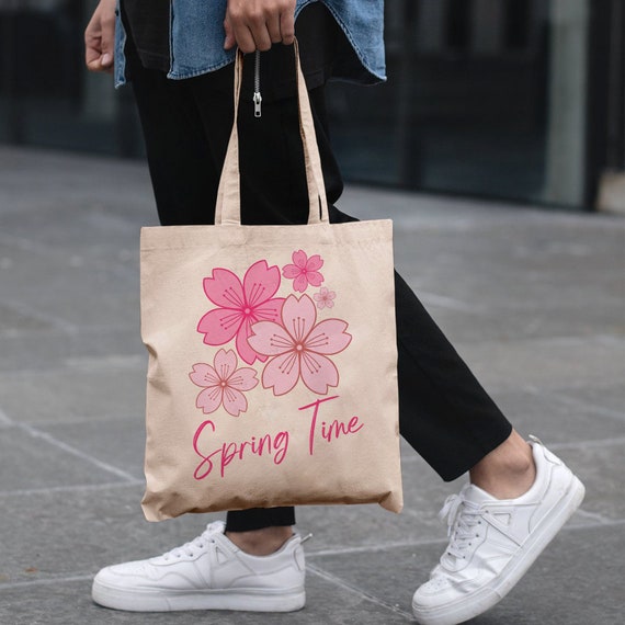 Cherry Blossom Tote Bag / Pink Floral Tote Bag