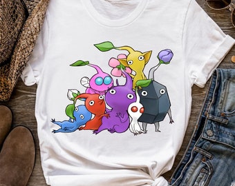 Pikmin Shirt,Art Cute Pikmins Shirt,Video Game T-Shirt,Gaming Gamer Shirt,Ghost Pikmin T-Shirt,Garden Spirits Shirt, Gaming Shirt