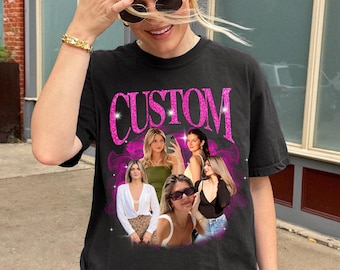 Custom Bootleg Rap Tee, 90s Retro Style, Personalized Photo Shirt