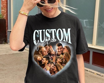 Personalised Bootleg T shirt, Custom Girlfriend Face Tee, Vintage tshirt, Custom Collage Design Tshirt, 90s Bootleg T shirt, Rap Tee