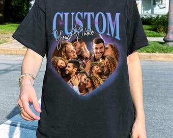 Custom Bootleg Rap Tee, Vintage Graphic 90s Tshirt, Custom Girlfriend Shirt, Custom Face Shirt, Custom Valentine Shirt, Custom Photo Shirt