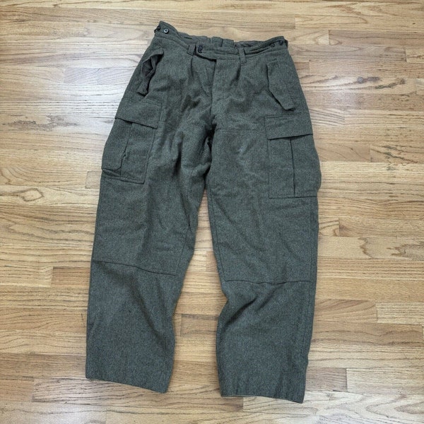 HCH Muermann K G Heavy Wool German Army Military Cargo Pants 1960s 34x30