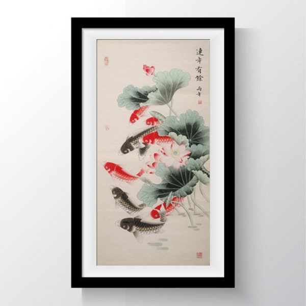 Koi Fish Art, Kanso Art, Instant Digital Download, Japanese Art, Wall Decor, Digital Print, Painting Print, Art Print, Download Wall Art