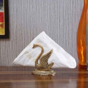 Porta tovaglioli decorativo in metallo dorato a forma di cigno e anatra, porta carta velina per tavolo da pranzo (dorato), pezzo forte decorativo - 11 cm (metallo, oro)