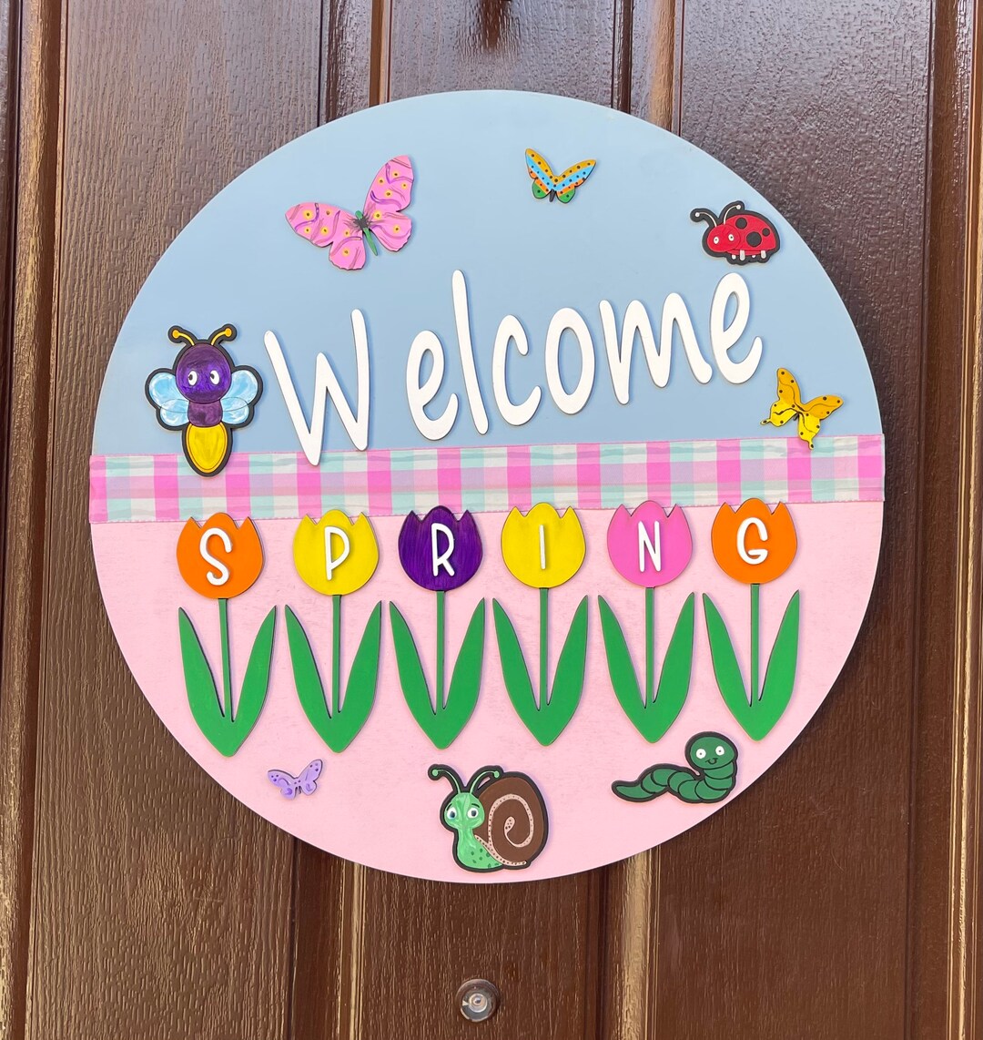 Welcome Spring Door Hanger - Etsy