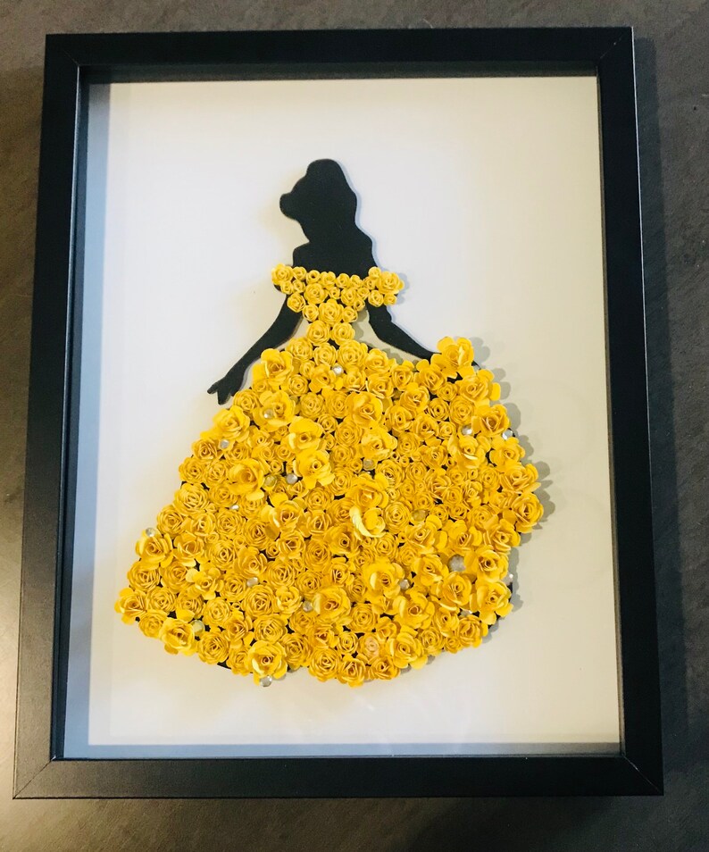 Belle from Beauty and the Beast shadow box silhouette.