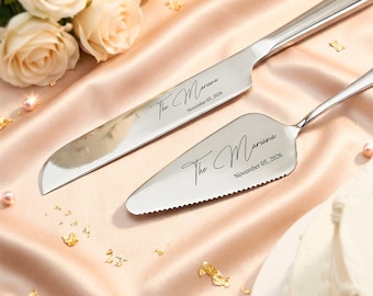 Engraved Cake Cutting Set, Cake Cutter Serving Set, Wedding Cake Set, Wedding Gift, Anniversary Keepsake, Wedding Gift For Bridal Shower