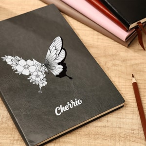 Butterfly Custom Name Leather Journal,Personalized Leather Journal Notebook,Butterfly gift,Butterfly Lover Gift, Butterfly Month Gift
