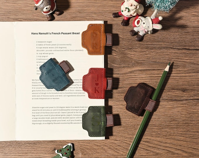 Personalized Leather Bookmark with Name Custom Engraved Magnetic Bookmark Christmas Gift for Friends, Book Lover, Gift for Her