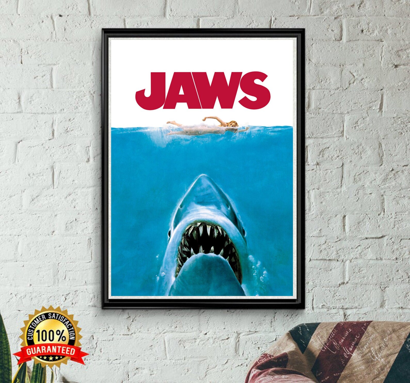 Jaws Poster Movie Wall Art Print Decor Minimalist Retro Etsy