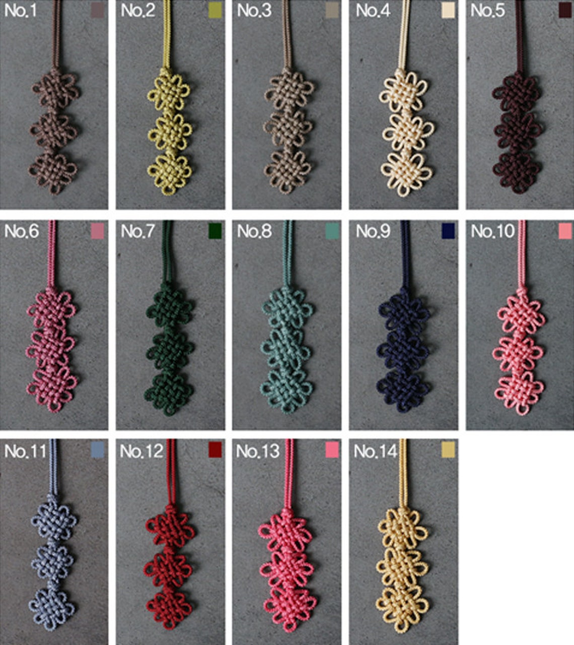 Chrysanthemum 3x Knot Norigae 14 Colors Traditional Korean Etsy