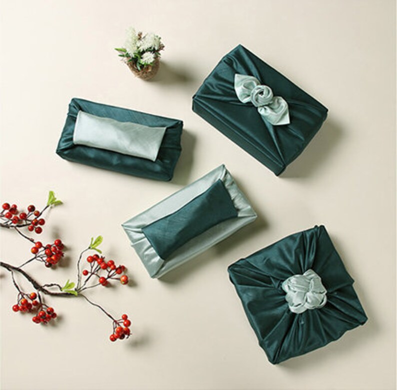 Fabric Gift Wrap Furoshiki Cloth Wrap No Furoshiki Wrap Premium Light Green /& Teal Bojagi Furoshiki Cloth 402 Ecofriendly Wrapping