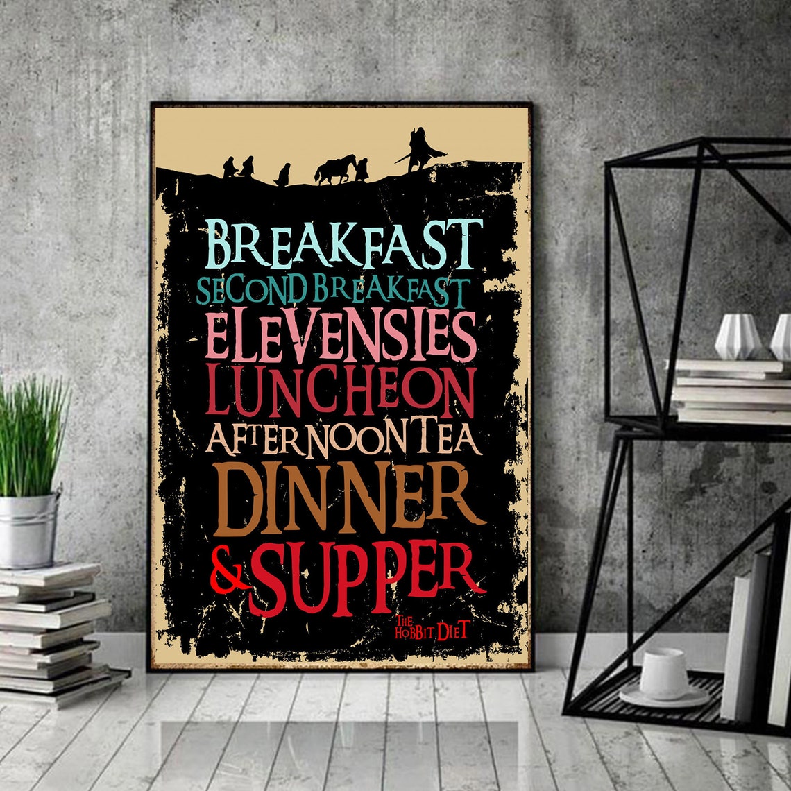 The Lord Of The Rings The Hobbit Diet Quotes Poster Retro Etsy