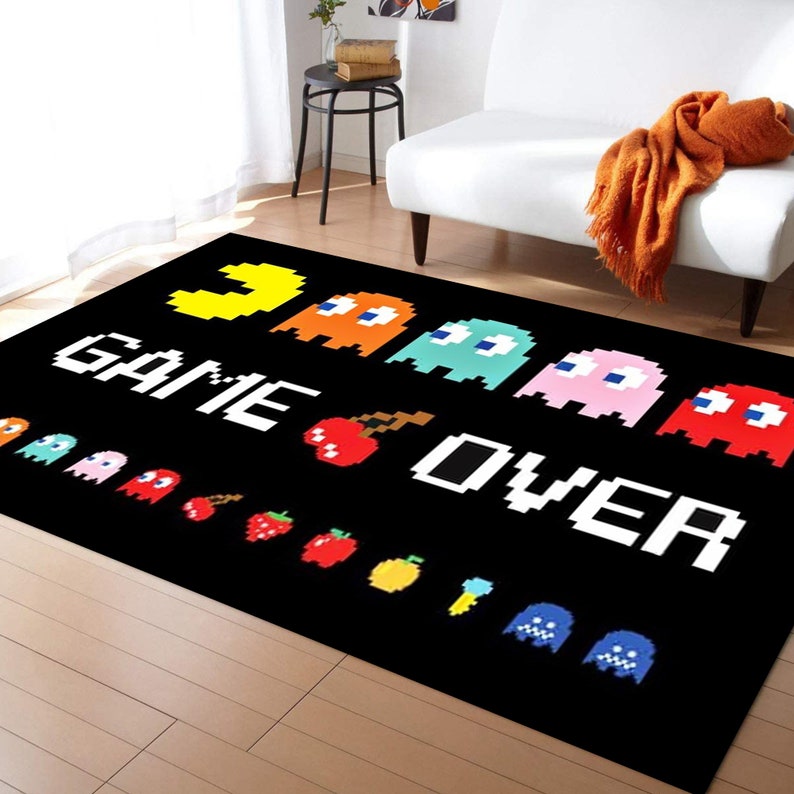 Arcade Game Over Rugs Gaming Plush Floor Carpet Decor Etsy