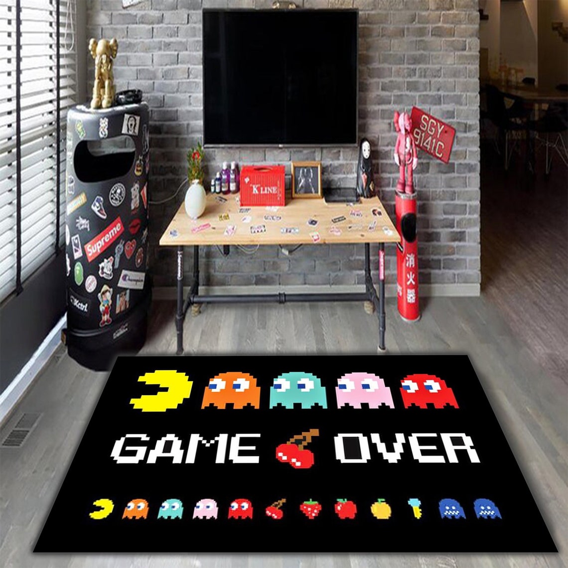Arcade Game Over Rugs Gaming Plush Floor Carpet Decor Etsy