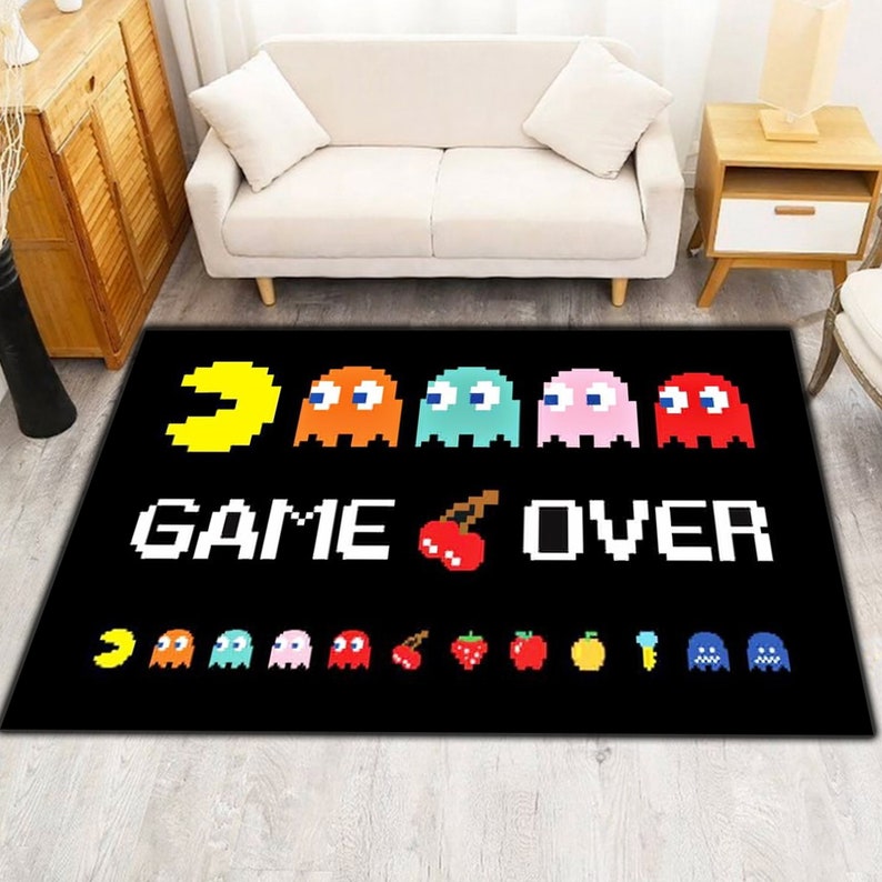 Arcade Game Over Rugs Gaming Plush Floor Carpet Decor Etsy