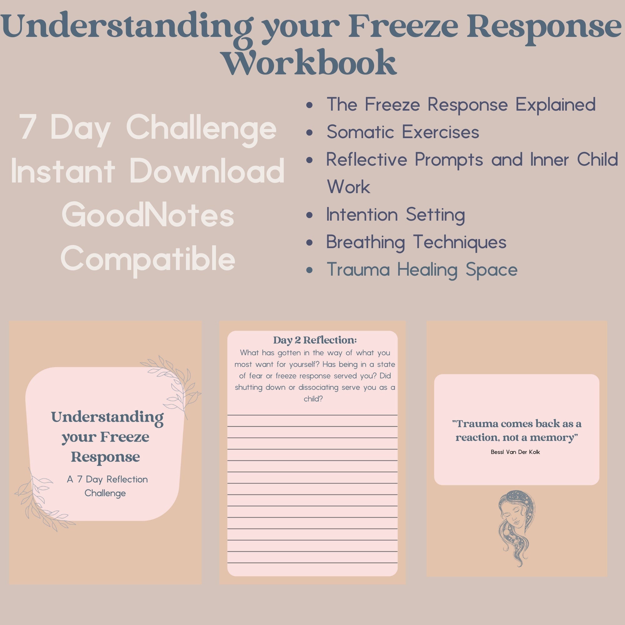 Self Healing Workbook I Freeze Response Reflection I Inner Child Work ...