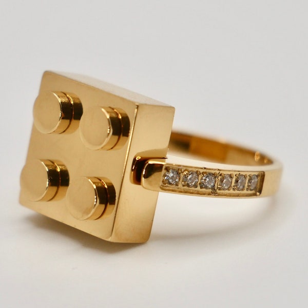 18 Karat vergoldeter Lego-Ring