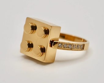 18K Gold Plated Block Ring