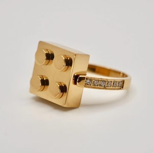 18K Gold Plated Block Ring - Etsy
