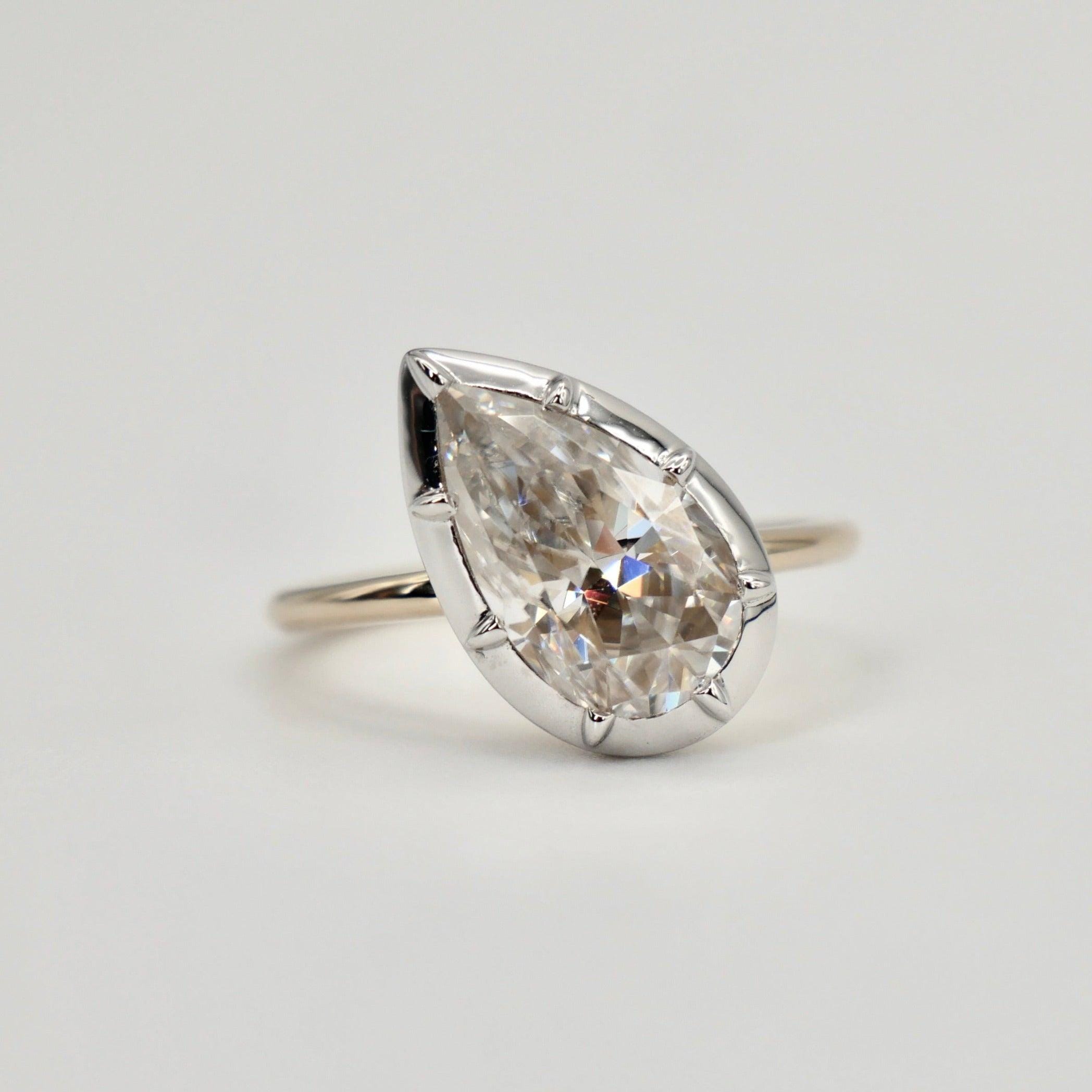 The 2.5 Carat Georgian Tilted Pear Diamond Ring Collet Setting