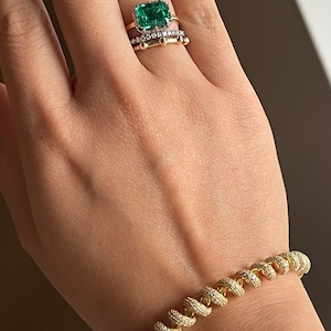 Fusilli Rotini Spiral Gold Moissanite Bangle Bracelet - Etsy