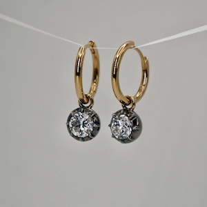 Custom Round Georgian Victorian Moissanite 14K or 18K Gold Earrings Antique Inspired