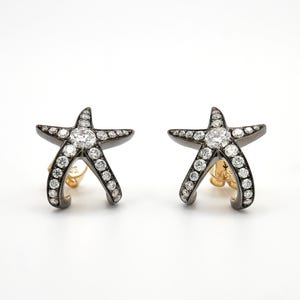 14K or 18K Blackened Gold Starfish Earrings